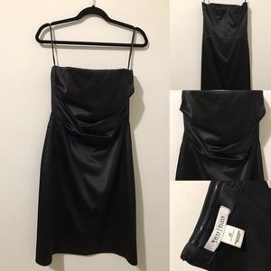 WHBM strapless black satin dress
